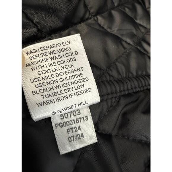 Garnet Hill Recycled Quilted Car Coat Jacket Women's S Black - Picture 11 of 11